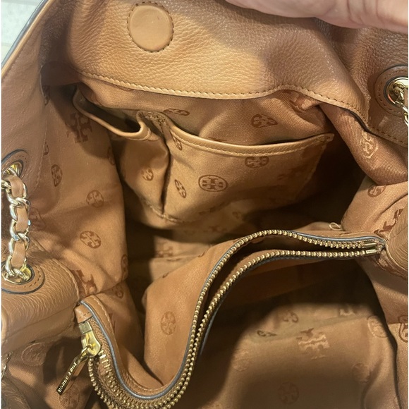 Tory Burch Brown Gold Chain Leather Shoulder Bag - Picture 7 of 10